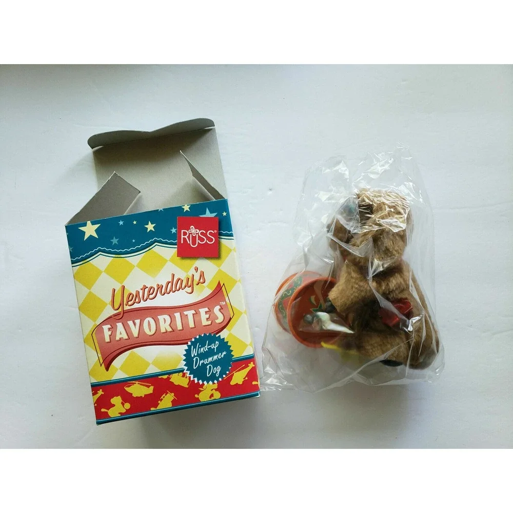 Vintage 1990's Russ Yesterday's Favorites Wind-Up Drummer‎ Dog Brand NOS U162